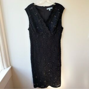 Prosecco black lace sequined formal dress